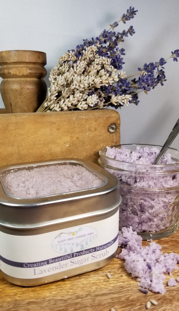 Lavender Essential oil sugar scrub.  Amazing scrub to smooth your rough spots.  Pairs well with Lavender body lotion or our body butter to soften the rough spots.